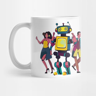 robot dancing in club art deco Mug